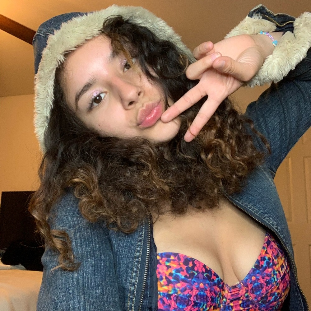 Vintage denim jean jacket with faux fur (: